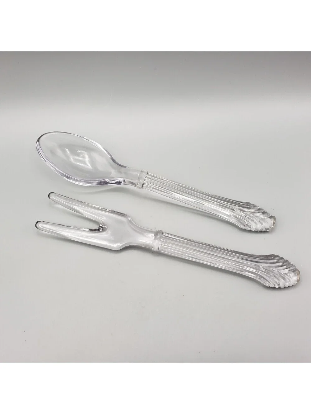 Vintage Imperial Glass Salad Server Set Fork Spoon Depression Era 9.75